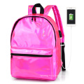Women Unisex Holographic PU Leather Daily Backpack School Bookbag Travel Casual Backpack